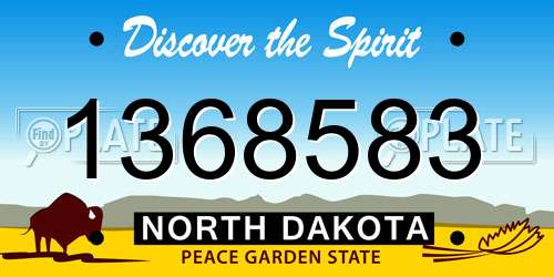 1368583 North Dakota License Plate