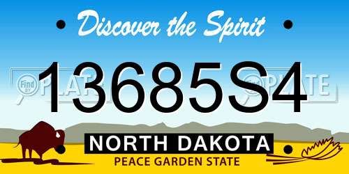 13685S4 North Dakota License Plate