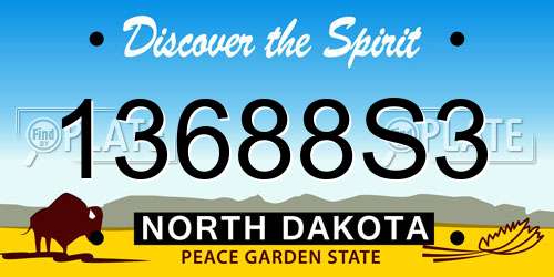 13688S3 North Dakota License Plate