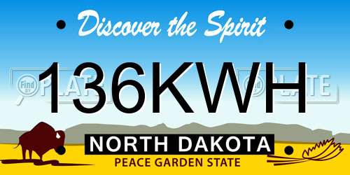 136KWH North Dakota License Plate