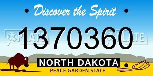1370360 North Dakota License Plate