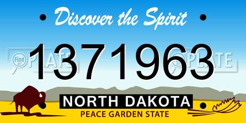 1371963 North Dakota License Plate