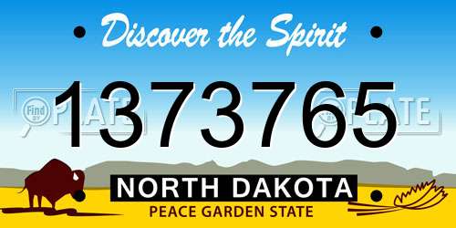 1373765 North Dakota License Plate