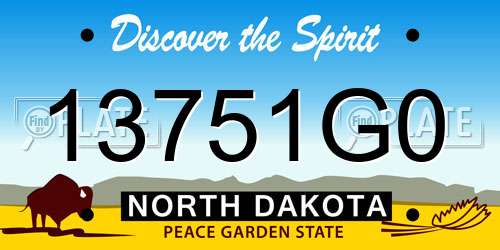 13751G0 North Dakota License Plate