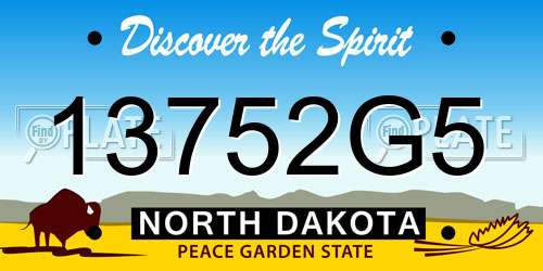 13752G5 North Dakota License Plate