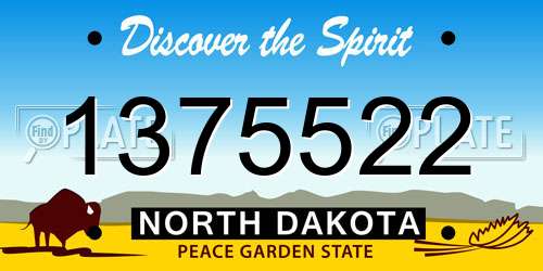 1375522 North Dakota License Plate