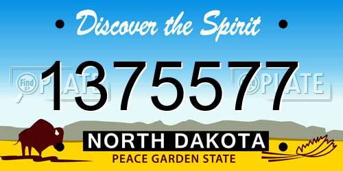 1375577 North Dakota License Plate