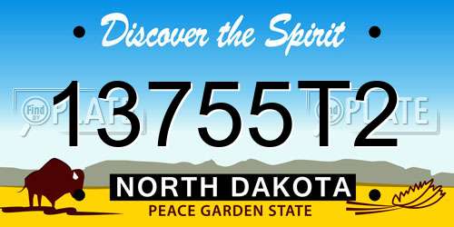 13755T2 North Dakota License Plate