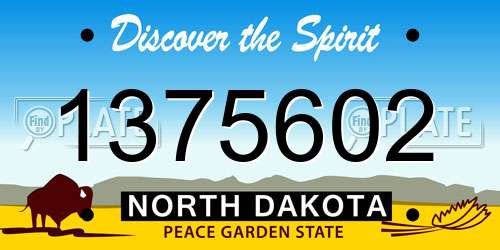 1375602 North Dakota License Plate