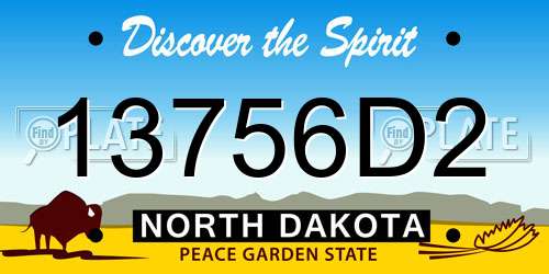 13756D2 North Dakota License Plate