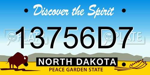 13756D7 North Dakota License Plate