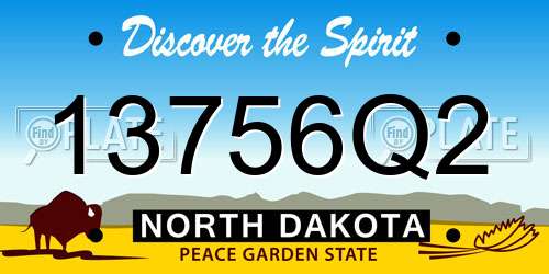 13756Q2 North Dakota License Plate