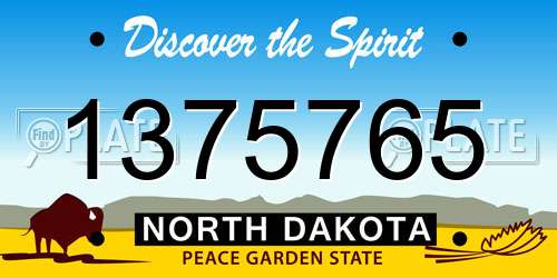 1375765 North Dakota License Plate