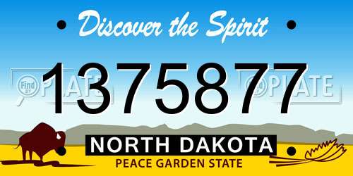 1375877 North Dakota License Plate