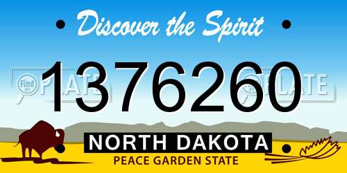 1376260 North Dakota License Plate