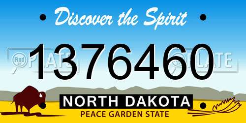 1376460 North Dakota License Plate