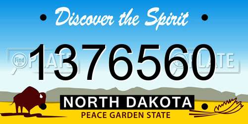 1376560 North Dakota License Plate