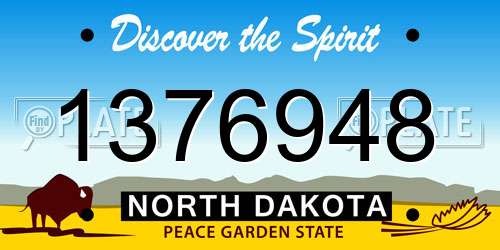 1376948 North Dakota License Plate