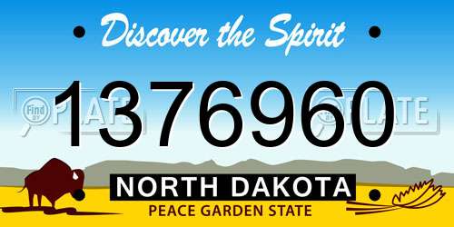 1376960 North Dakota License Plate