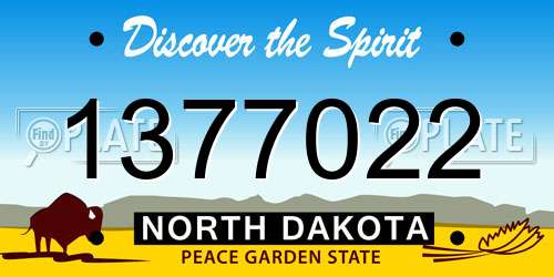 1377022 North Dakota License Plate