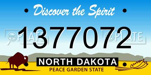 1377072 North Dakota License Plate