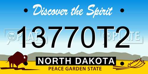 13770T2 North Dakota License Plate