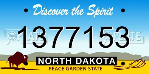 1377153 North Dakota License Plate
