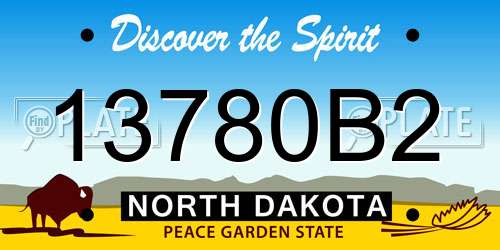 13780B2 North Dakota License Plate