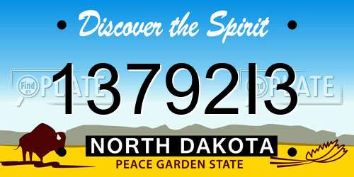 13792I3 North Dakota License Plate