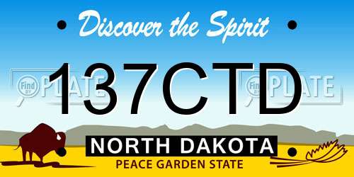 137CTD North Dakota License Plate