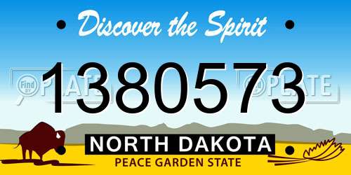1380573 North Dakota License Plate