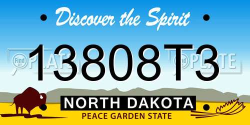 13808T3 North Dakota License Plate