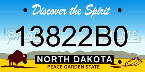 13822B0 North Dakota License Plate