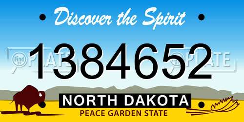 1384652 North Dakota License Plate