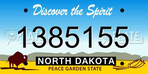 1385155 North Dakota License Plate
