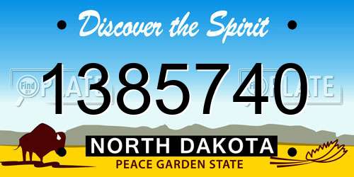 1385740 North Dakota License Plate