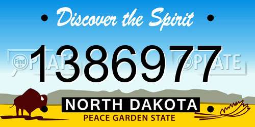 1386977 North Dakota License Plate