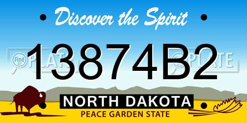 13874B2 North Dakota License Plate