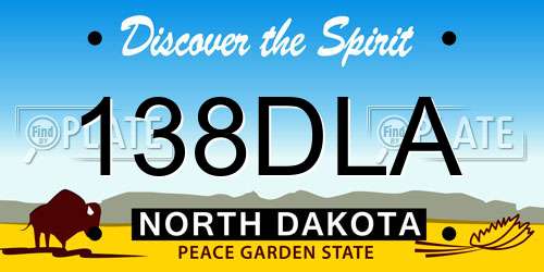 138DLA North Dakota License Plate