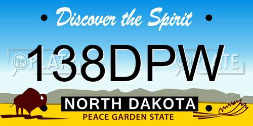 138DPW North Dakota License Plate