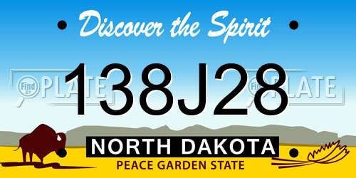 138J28 North Dakota License Plate