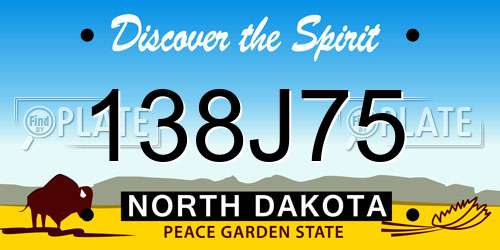 138J75 North Dakota License Plate