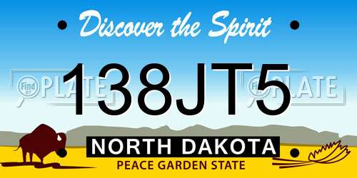 138JT5 North Dakota License Plate