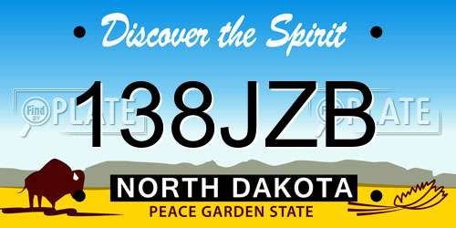 138JZB North Dakota License Plate