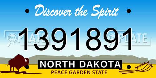 1391891 North Dakota License Plate