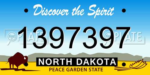 1397397 North Dakota License Plate