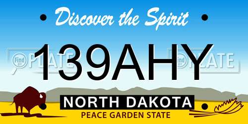 139AHY North Dakota License Plate