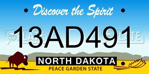 13AD491 North Dakota License Plate