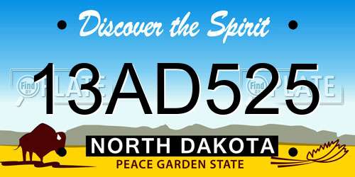13AD525 North Dakota License Plate
