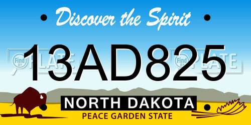 13AD825 North Dakota License Plate